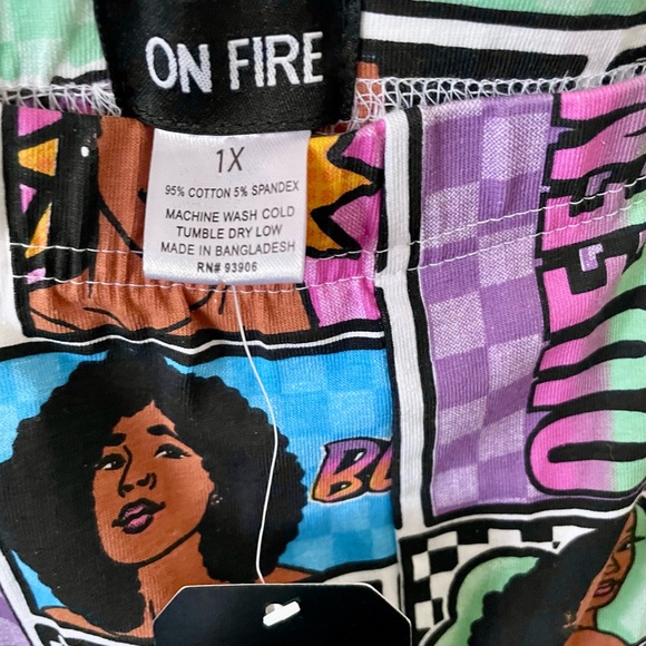 On Fire, NWT, pajama bottom loungewear, size 1X Melanin Queen - Picture 6 of 6